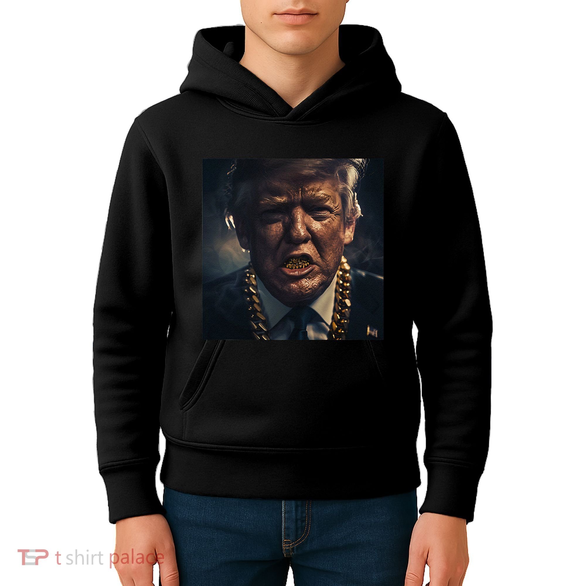 Donald Trump Gold Grillz Kids Hoodie