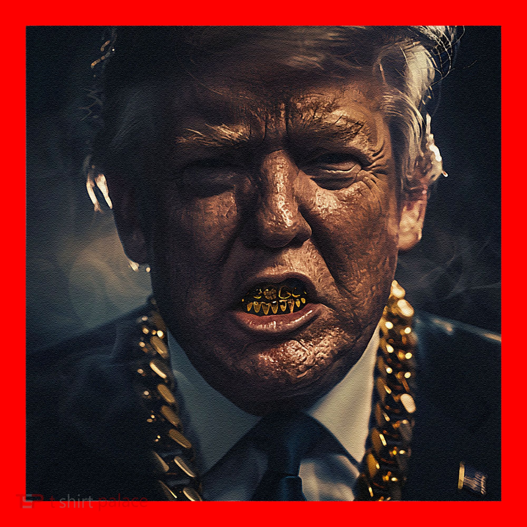 Donald Trump Gold Grillz Santa Hat