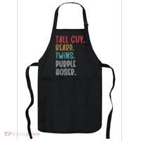 Dude Tall Guy Beard Twins Purple Hoser Funny Apron thumb 0