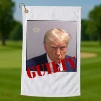 Donald Trump Guilty Mugshot Golf Towel thumb 1