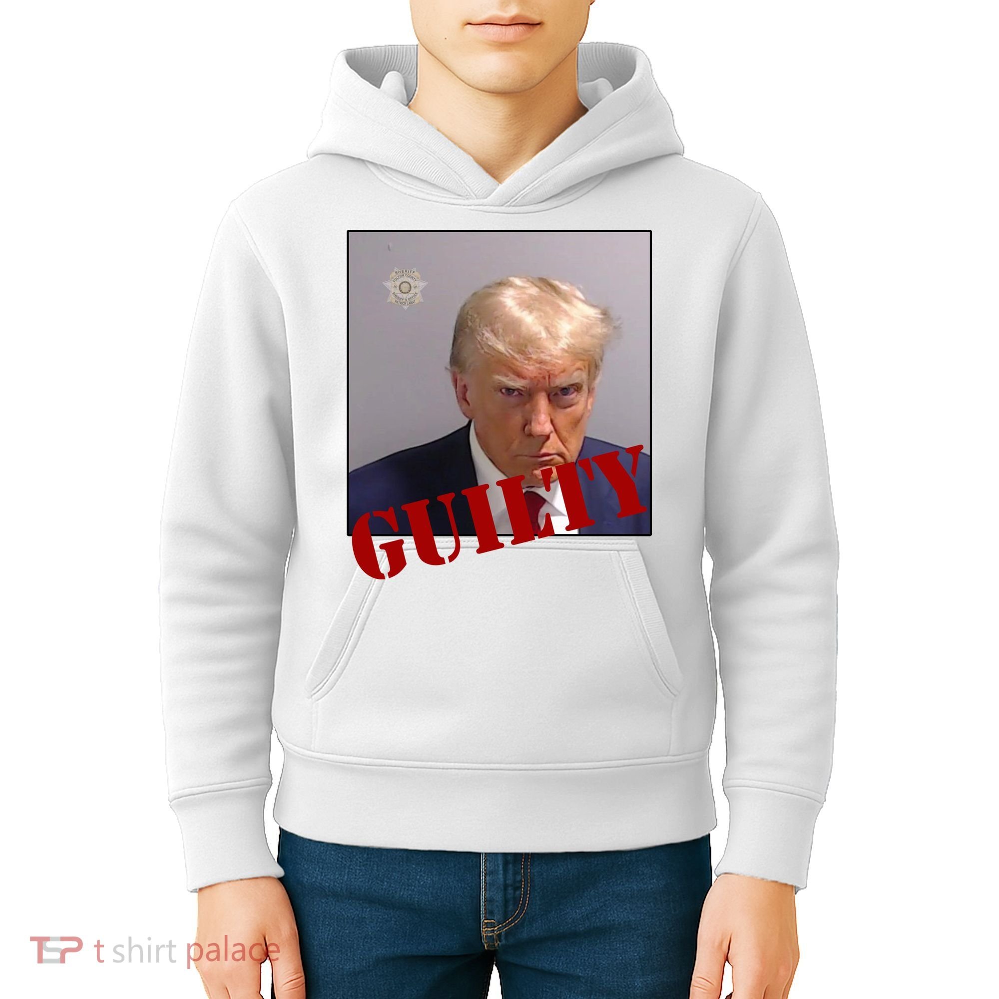 Donald Trump Guilty Mugshot Kids Hoodie