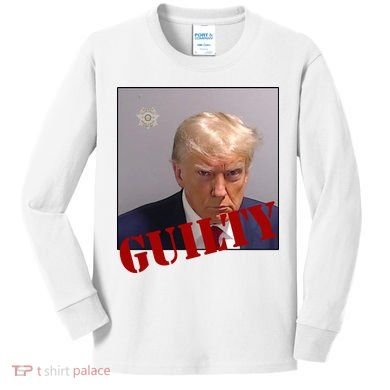 Donald Trump Guilty Mugshot Kids Long Sleeve Shirt