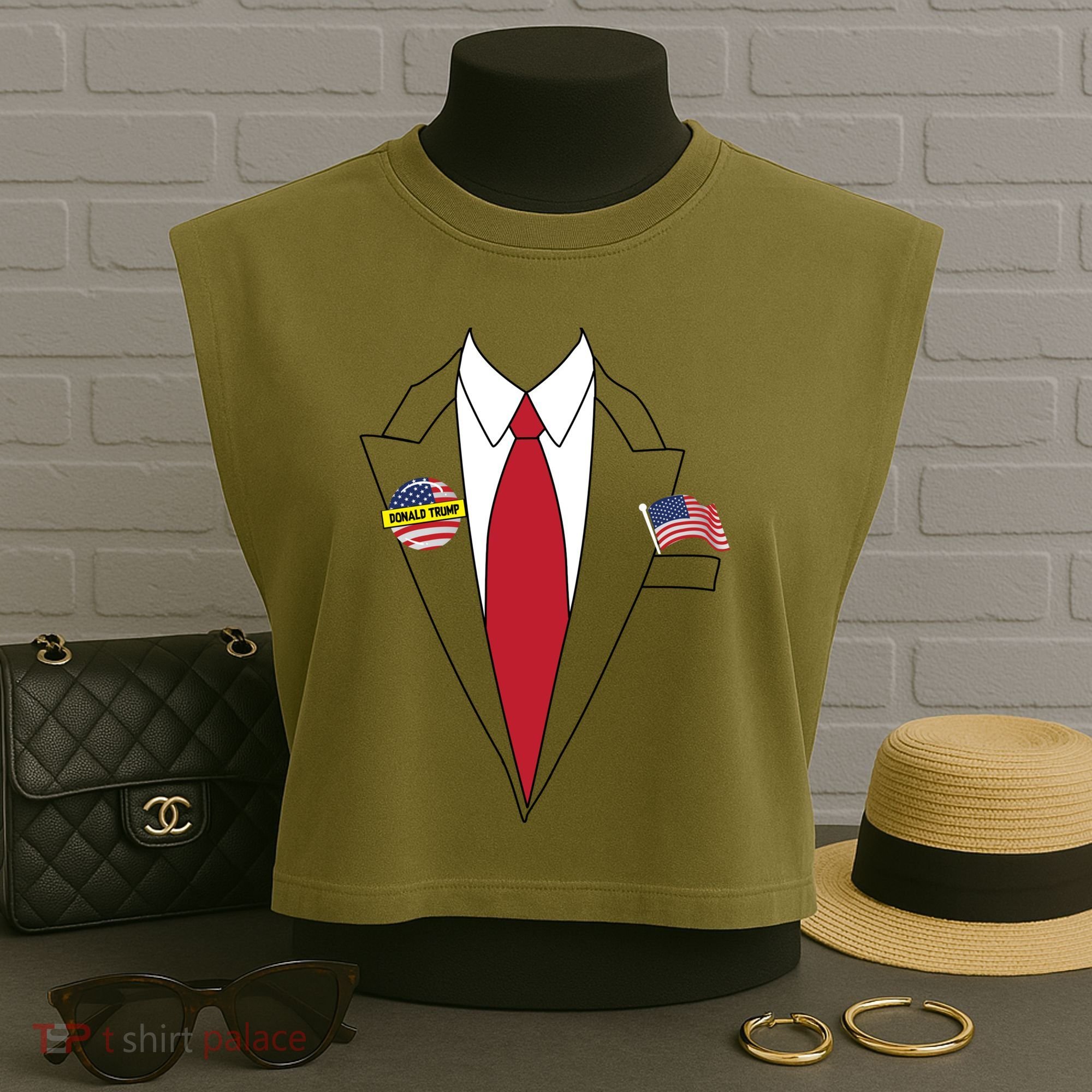 Donald Trump Halloween Costume Cute President Gift Garment-Dyed Women's Muscle Tee