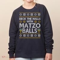 Deck The Halls With Matzo Balls Chanukkah Ugly Hanukkah Women's Sweatshirt thumb 0