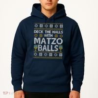 Deck The Halls With Matzo Balls Chanukkah Ugly Hanukkah Hoodie thumb 2