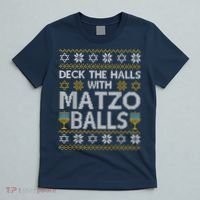 Deck The Halls With Matzo Balls Chanukkah Ugly Hanukkah T-Shirt thumb 5