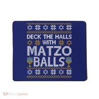 Deck The Halls With Matzo Balls Chanukkah Ugly Hanukkah Mousepad thumb 0