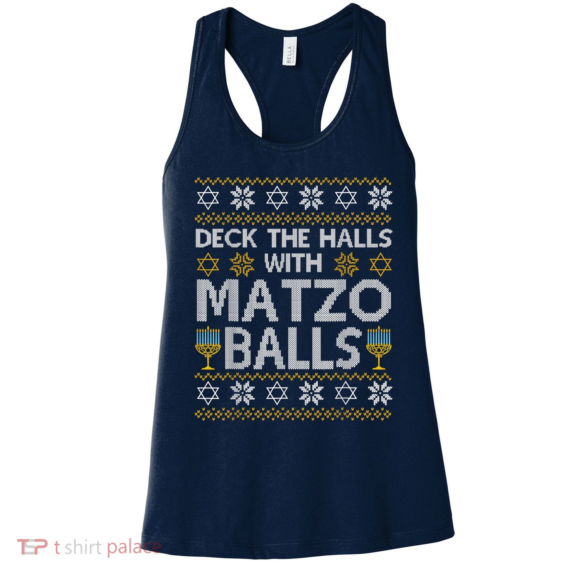 Deck The Halls With Matzo Balls Chanukkah Ugly Hanukkah Women's Tank Top