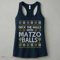 Deck The Halls With Matzo Balls Chanukkah Ugly Hanukkah Women's Tank Top thumb 3