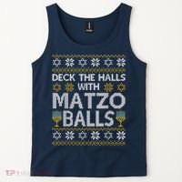 Deck The Halls With Matzo Balls Chanukkah Ugly Hanukkah Tank Top thumb 2