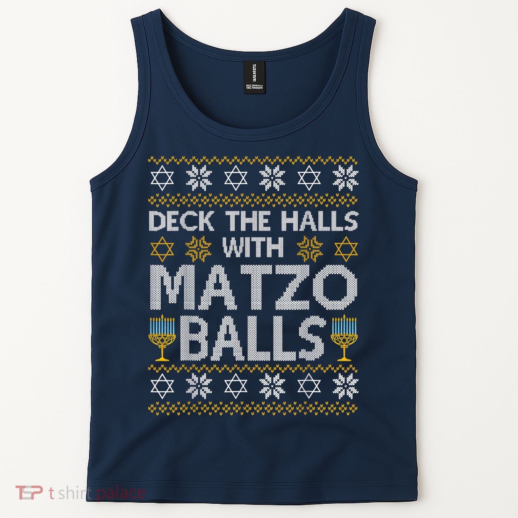 Deck The Halls With Matzo Balls Chanukkah Ugly Hanukkah Tank Top