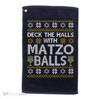 Deck The Halls With Matzo Balls Chanukkah Ugly Hanukkah Golf Towel thumb 0