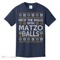 Deck The Halls With Matzo Balls Chanukkah Ugly Hanukkah Kids T-Shirt thumb 0