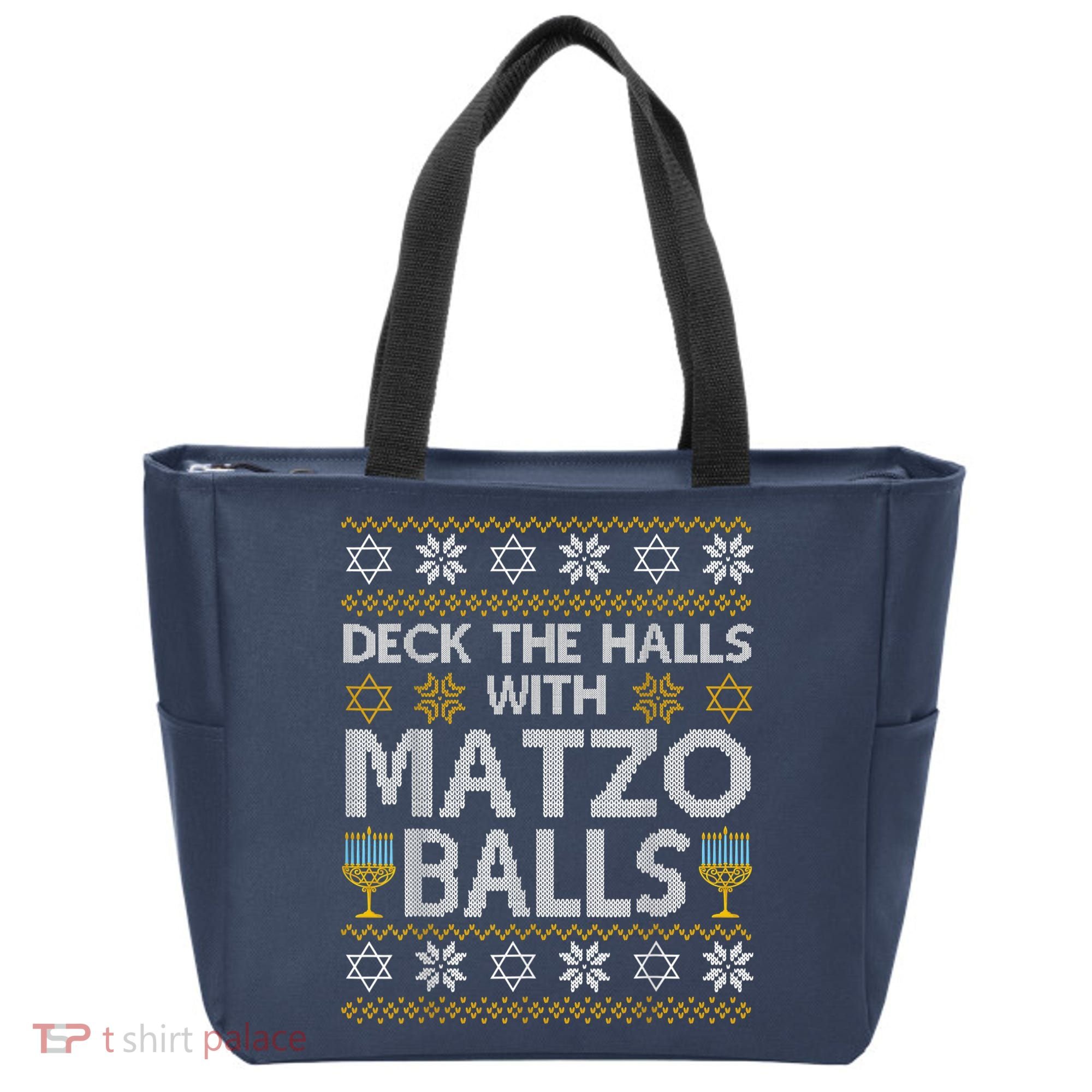 Deck The Halls With Matzo Balls Chanukkah Ugly Hanukkah Tote Bag