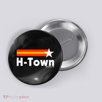 Distressed Town Houston Texas Strong Retro Houston Button