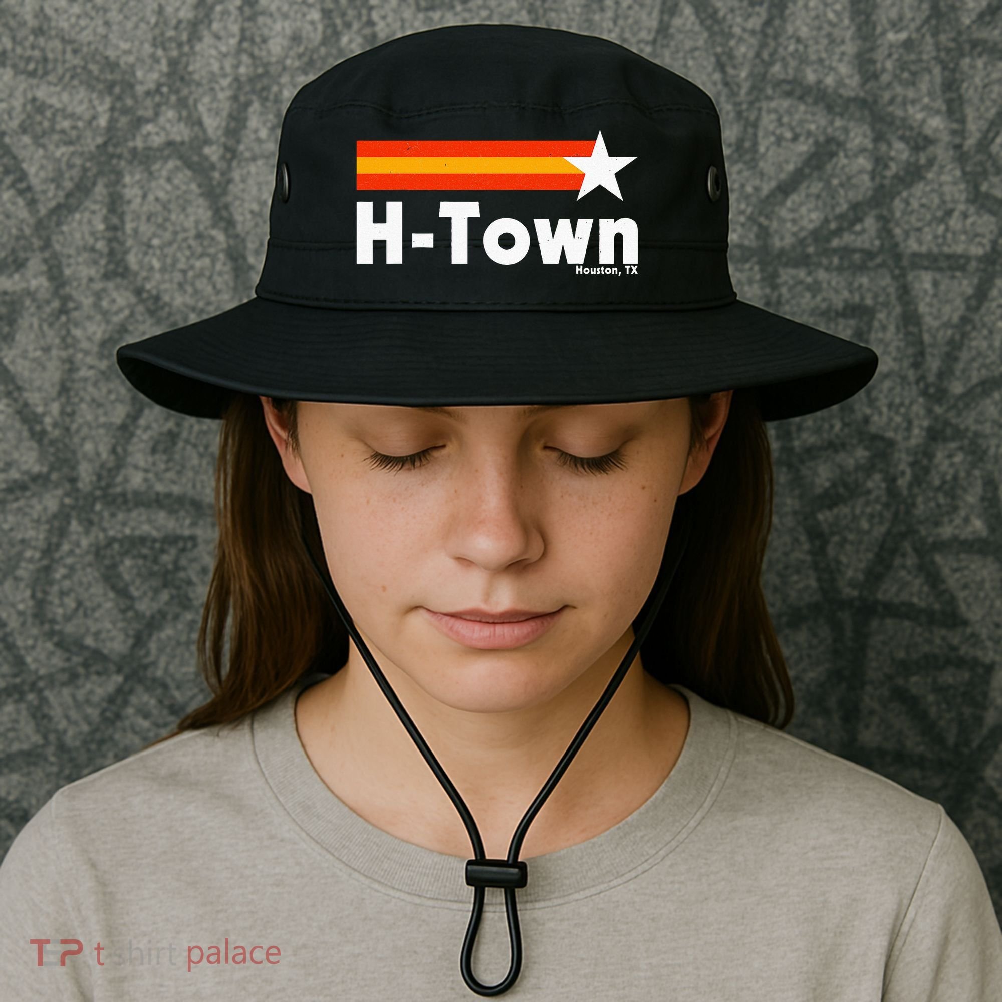 Distressed Town Houston Texas Strong Retro Houston Bucket Hat