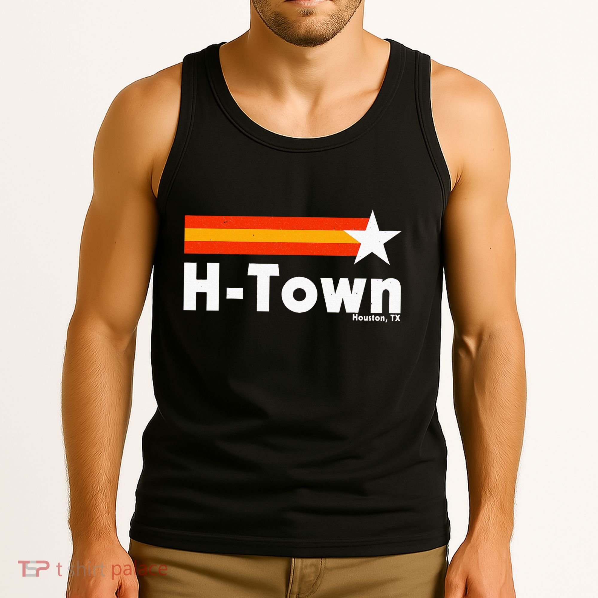 Distressed Town Houston Texas Strong Retro Houston Tank Top
