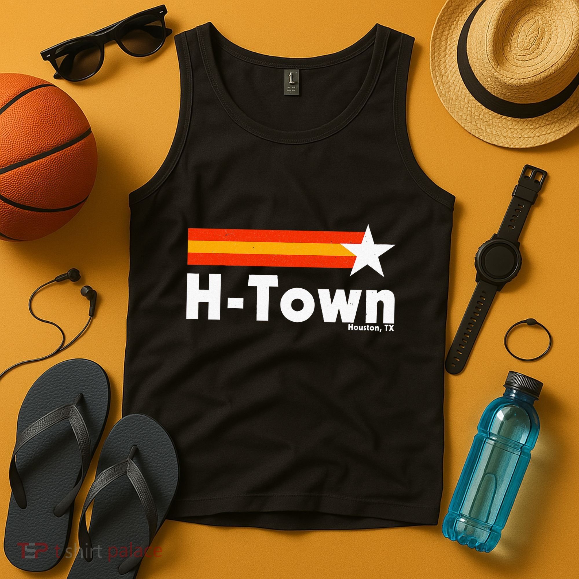Distressed Town Houston Texas Strong Retro Houston Tank Top