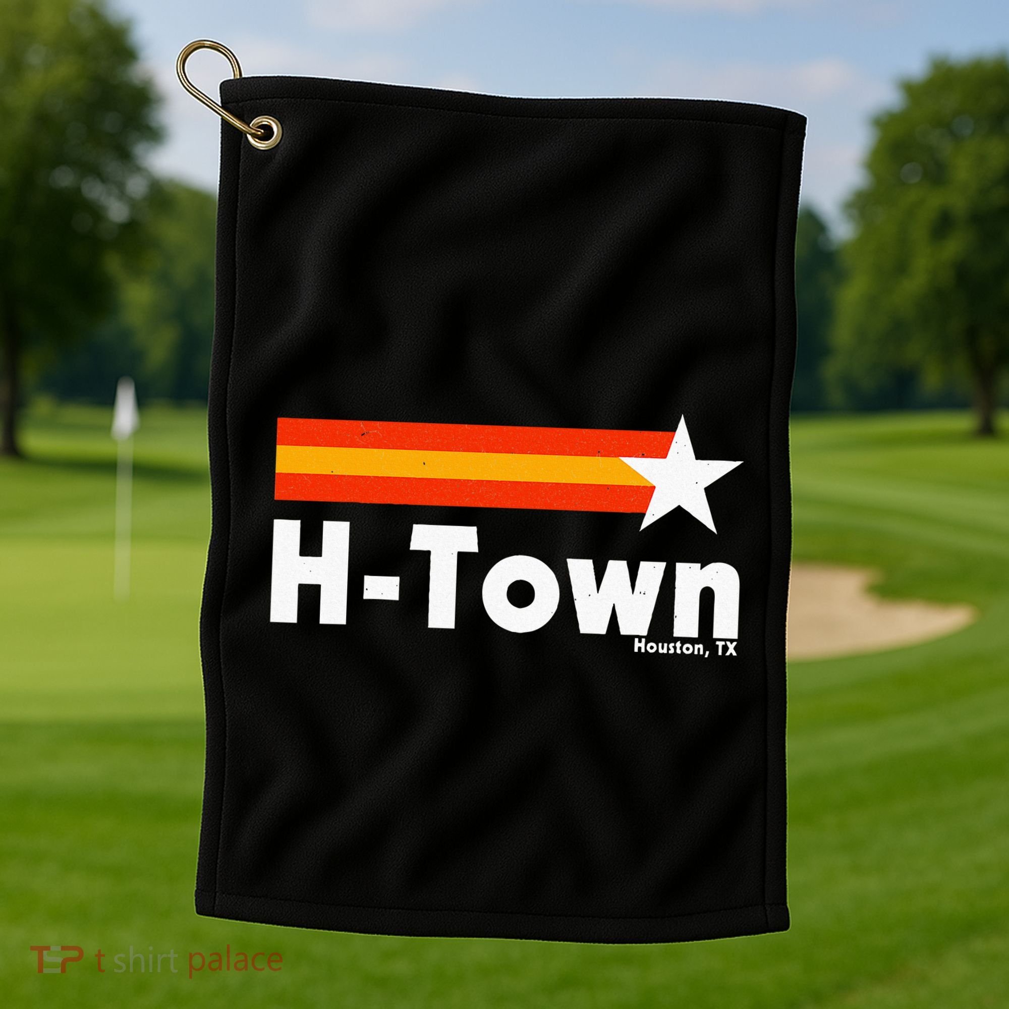 Distressed Town Houston Texas Strong Retro Houston Golf Towel