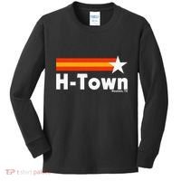 Distressed Town Houston Texas Strong Retro Houston Kids Long Sleeve Shirt thumb 0