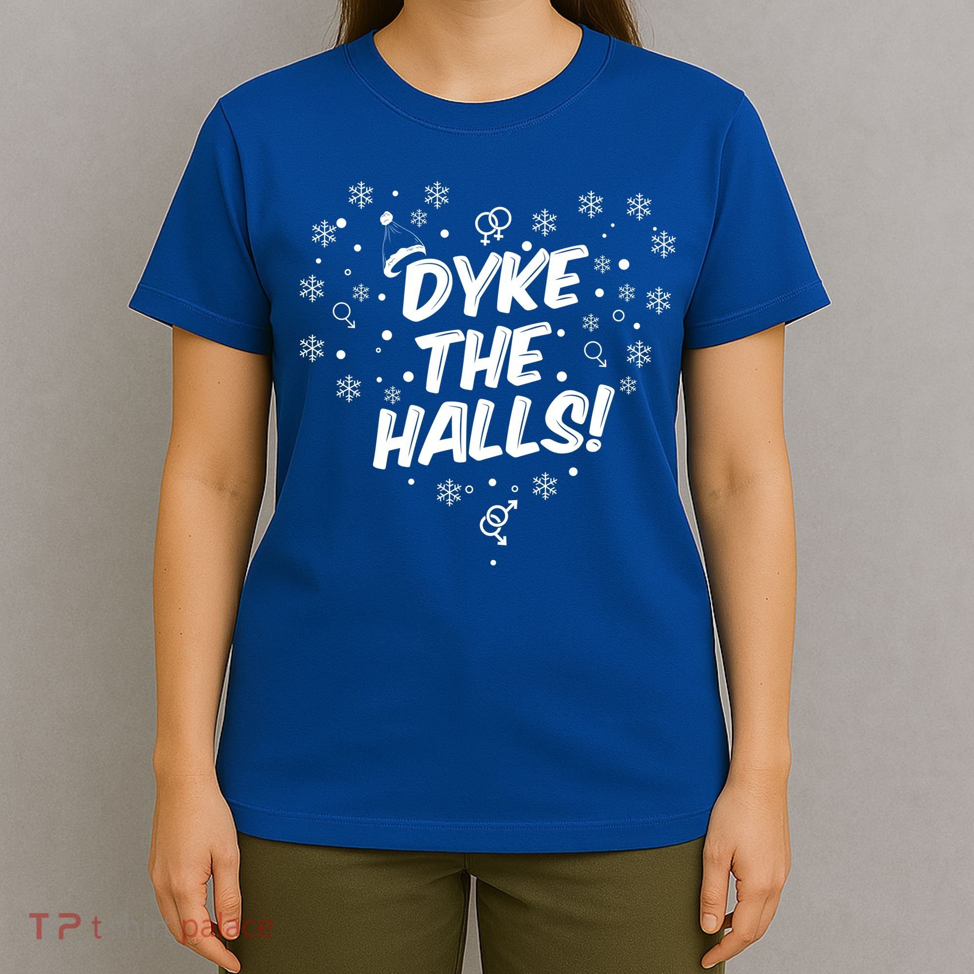 Dyke The Halls Lgbt Ugly Christmas Sweater Gift Holidays T-Shirt