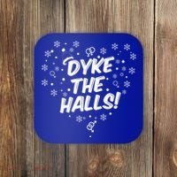 Dyke The Halls Lgbt Ugly Christmas Sweater Gift Holidays Coaster thumb 0