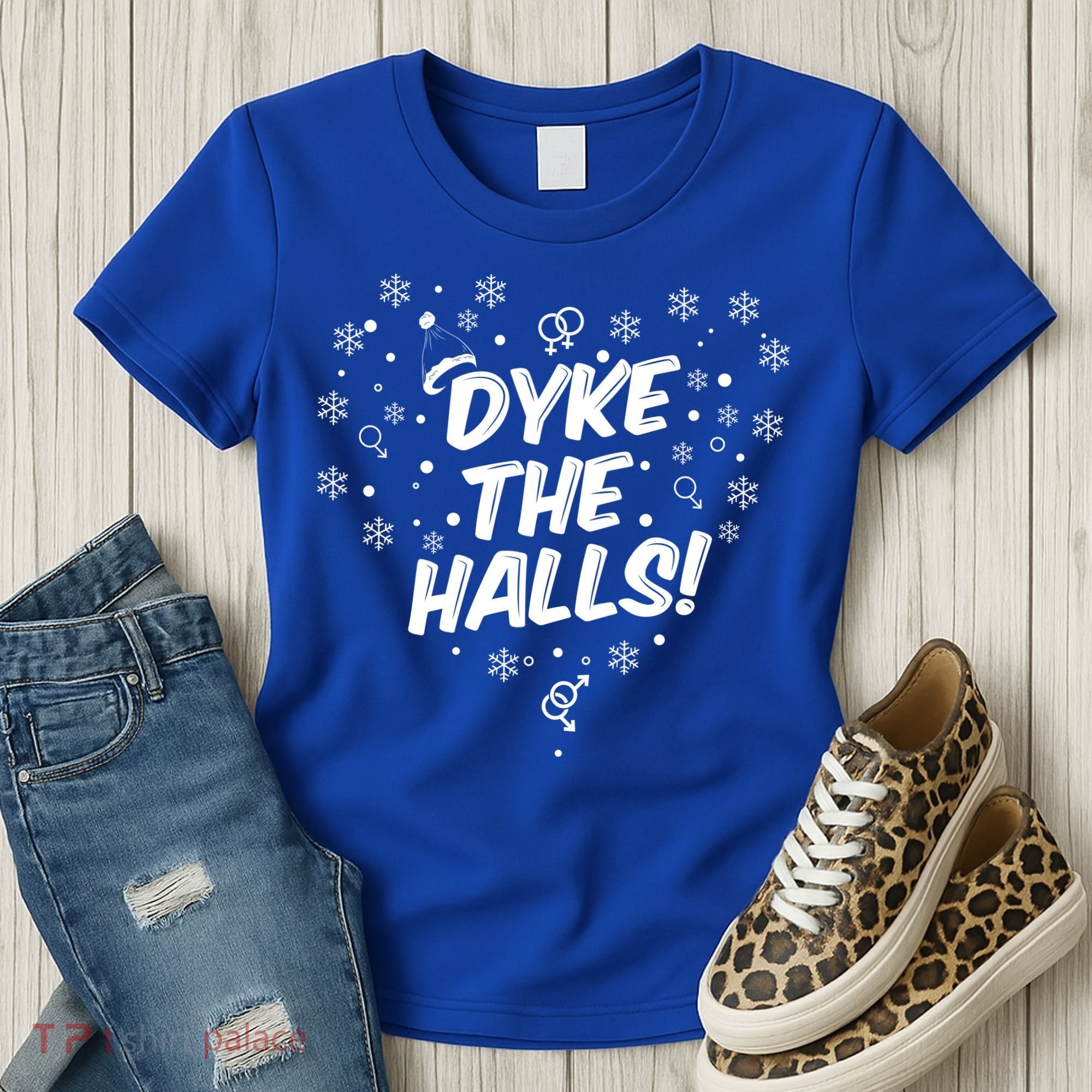 Dyke The Halls Lgbt Ugly Christmas Sweater Gift Holidays Women's T-Shirt