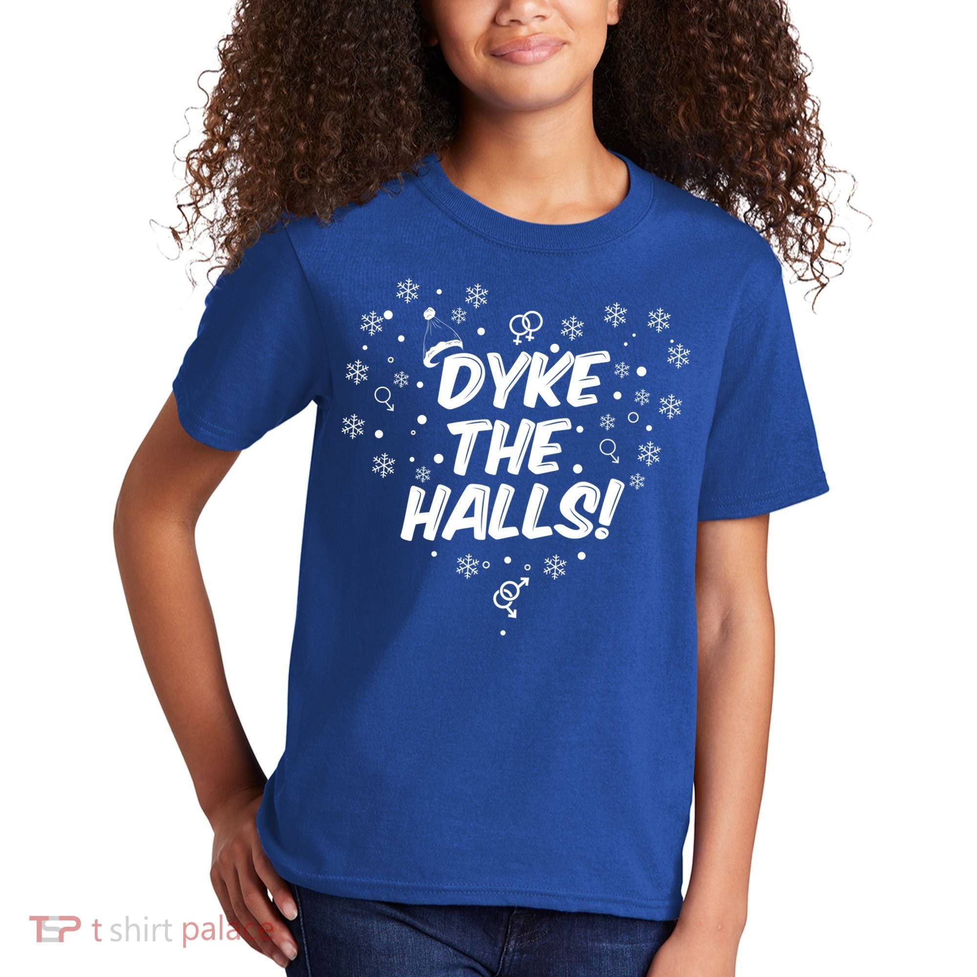 Dyke The Halls Lgbt Ugly Christmas Sweater Gift Holidays Kids T-Shirt
