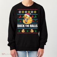 DUCK THE HALLS Funny Ugly Christmas Sweater Meme Gift Women's Sweatshirt thumb 0