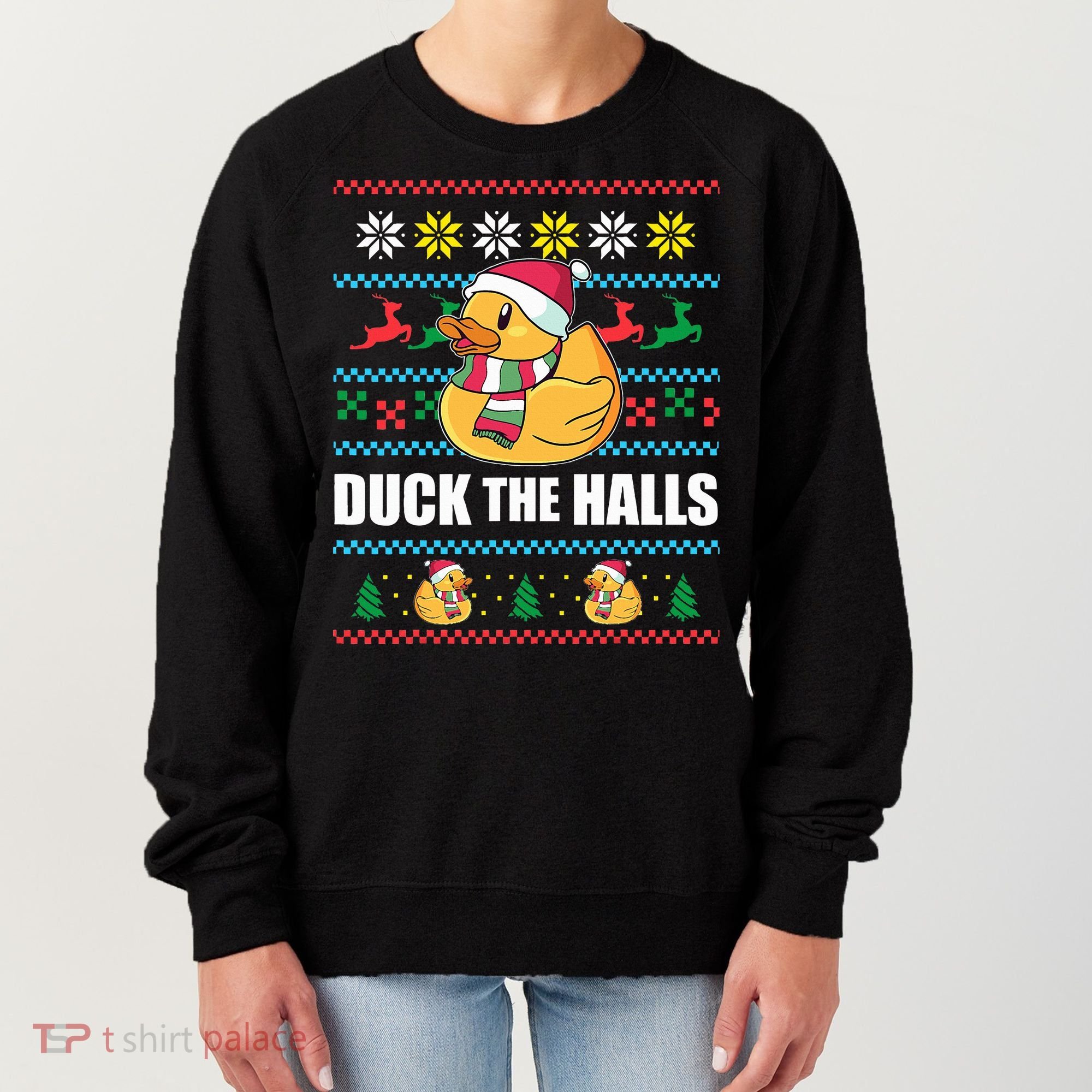 DUCK THE HALLS Funny Ugly Christmas Sweater Meme Gift Women's Sweatshirt
