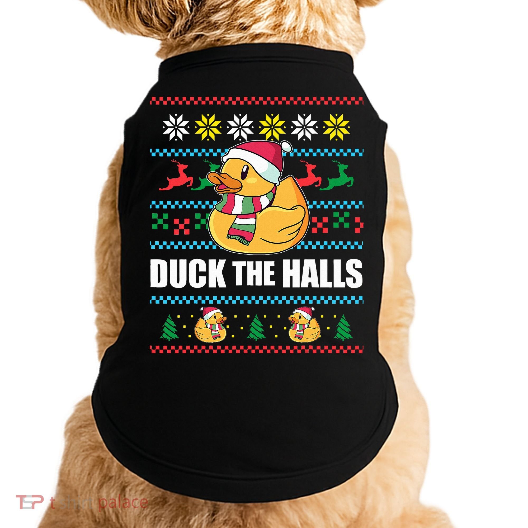 DUCK THE HALLS Funny Ugly Christmas Sweater Meme Gift Doggie Tank