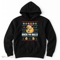 DUCK THE HALLS Funny Ugly Christmas Sweater Meme Gift Hoodie thumb 0