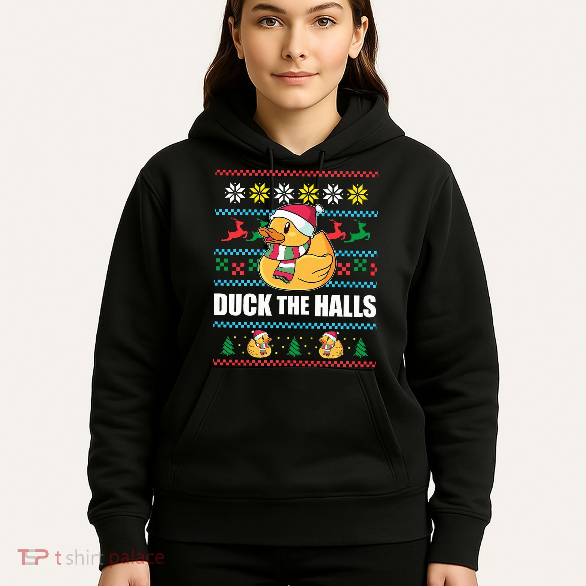 DUCK THE HALLS Funny Ugly Christmas Sweater Meme Gift Hoodie
