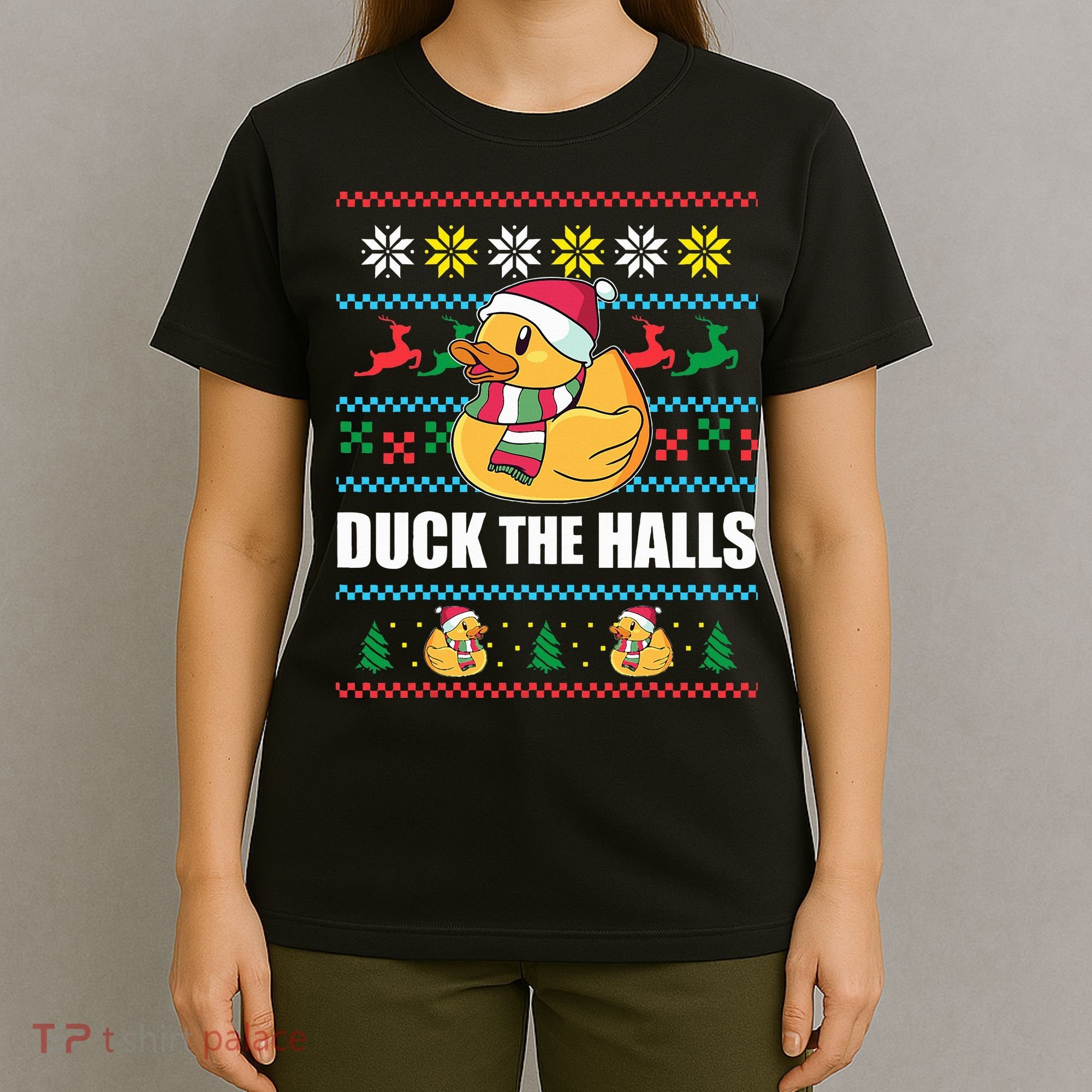 DUCK THE HALLS Funny Ugly Christmas Sweater Meme Gift T-Shirt