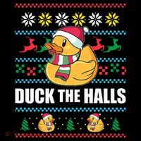 DUCK THE HALLS Funny Ugly Christmas Sweater Meme Gift T-Shirt thumb 7