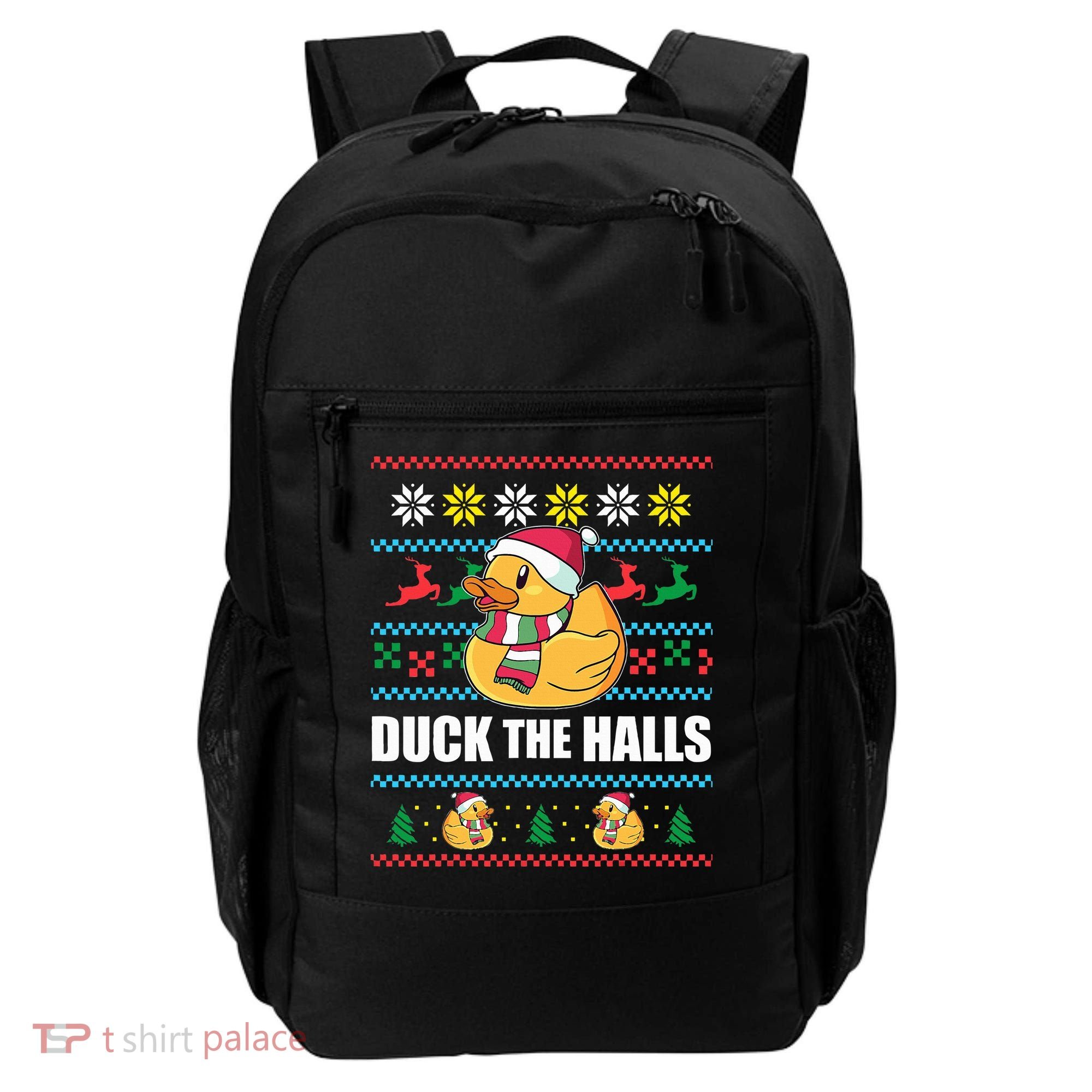 DUCK THE HALLS Funny Ugly Christmas Sweater Meme Gift Backpack