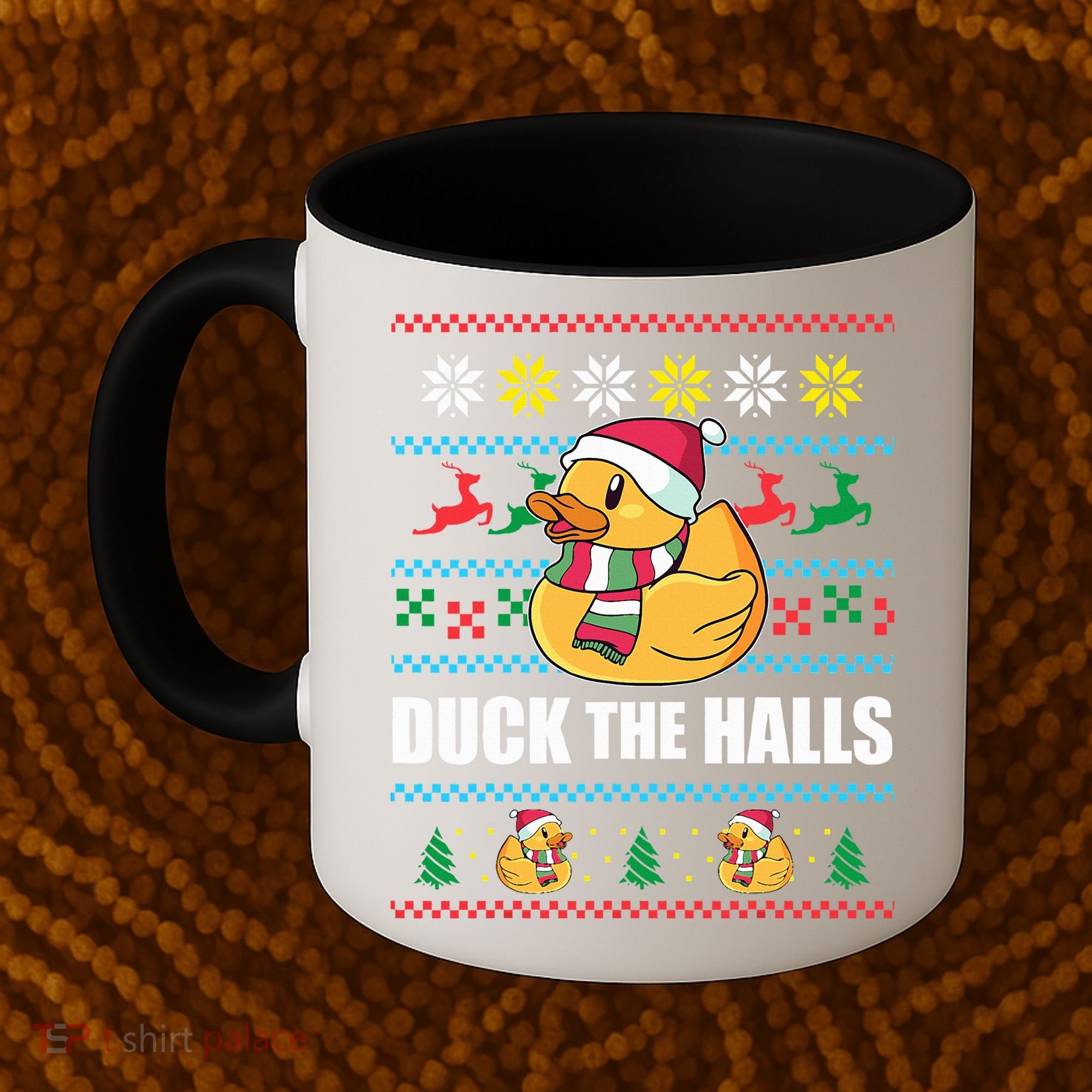 DUCK THE HALLS Funny Ugly Christmas Sweater Meme Gift Coffee Mug
