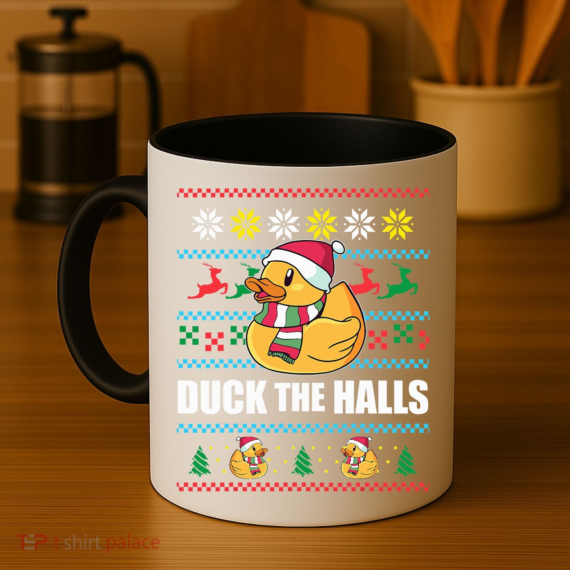 DUCK THE HALLS Funny Ugly Christmas Sweater Meme Gift Coffee Mug
