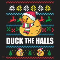 DUCK THE HALLS Funny Ugly Christmas Sweater Meme Gift Beanie thumb 2