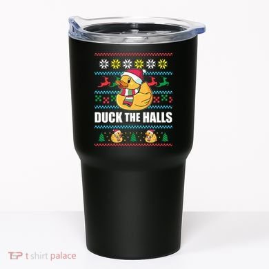 DUCK THE HALLS Funny Ugly Christmas Sweater Meme Gift Tumbler