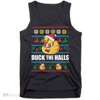 DUCK THE HALLS Funny Ugly Christmas Sweater Meme Gift Tank Top thumb 0