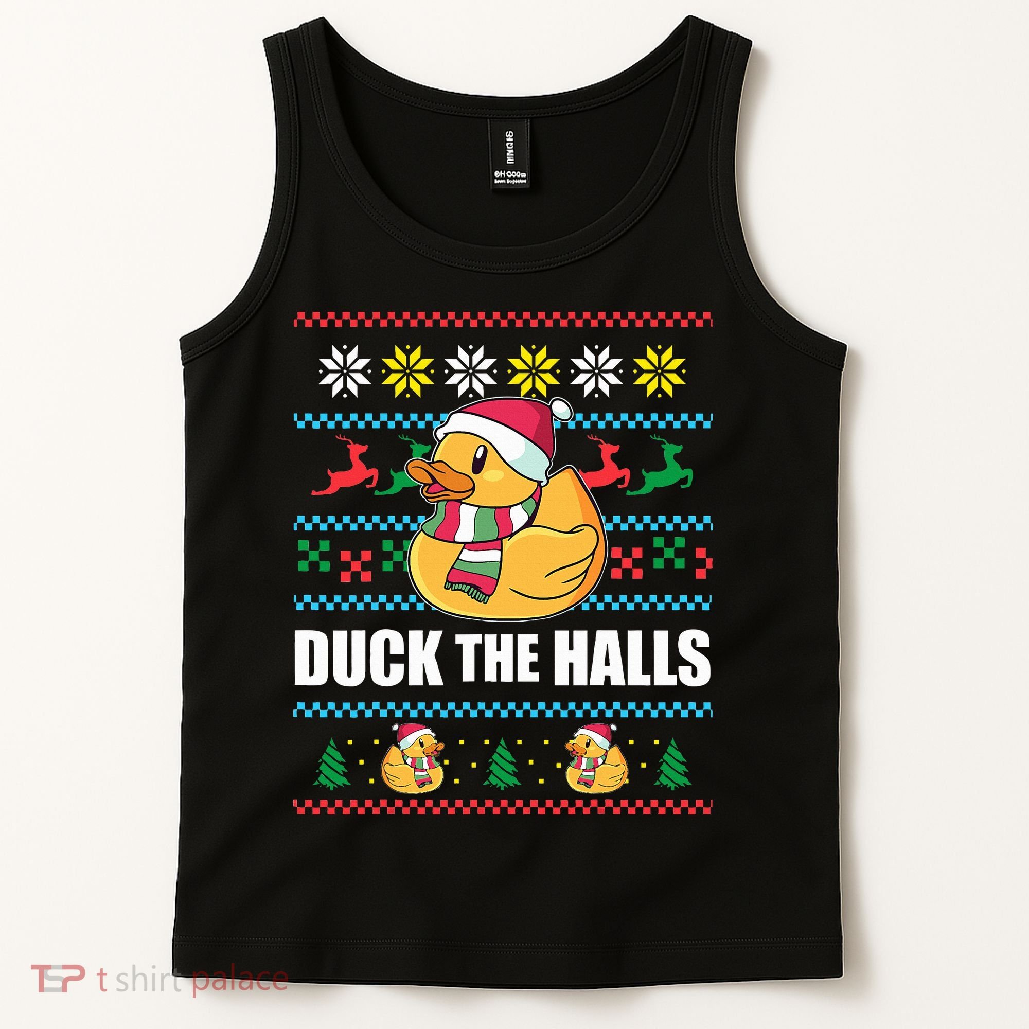 DUCK THE HALLS Funny Ugly Christmas Sweater Meme Gift Tank Top