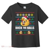 DUCK THE HALLS Funny Ugly Christmas Sweater Meme Gift Toddler T-Shirt thumb 0