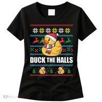 DUCK THE HALLS Funny Ugly Christmas Sweater Meme Gift Women's T-Shirt thumb 0
