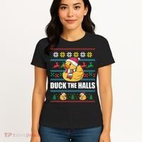 DUCK THE HALLS Funny Ugly Christmas Sweater Meme Gift Women's T-Shirt thumb 4
