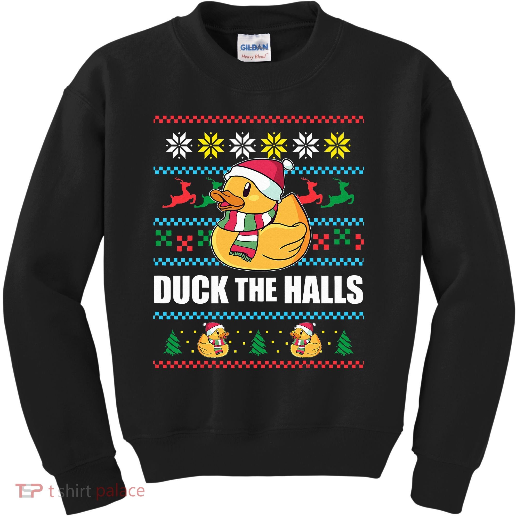 DUCK THE HALLS Funny Ugly Christmas Sweater Meme Gift Kids Sweatshirt