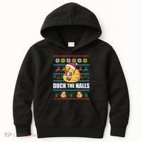 DUCK THE HALLS Funny Ugly Christmas Sweater Meme Gift Kids Hoodie thumb 0
