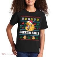 DUCK THE HALLS Funny Ugly Christmas Sweater Meme Gift Kids T-Shirt thumb 2