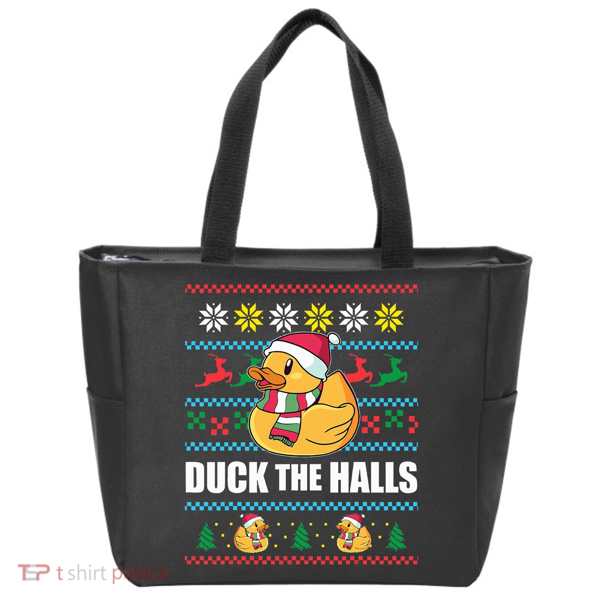 DUCK THE HALLS Funny Ugly Christmas Sweater Meme Gift Tote Bag