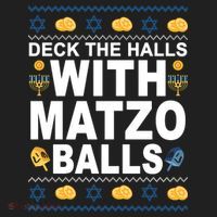 Deck The Halls With Matzo Balls Jewish Women's Sweatshirt thumb 2